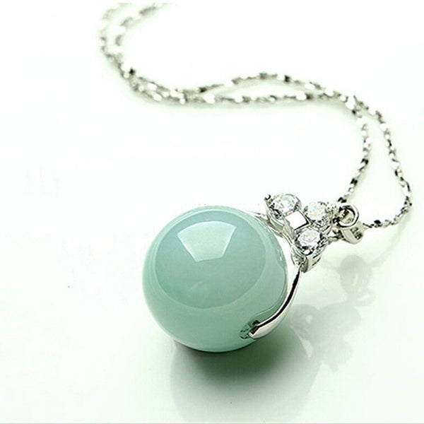 Natural Jade Emerald 13mm Luck Bead Pendant Charm Jewellery Fashion